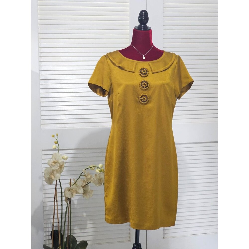 Boden Limited Edition Womens Silk Dress Peter Pan Collar Beaded Flowers Sz 10 86